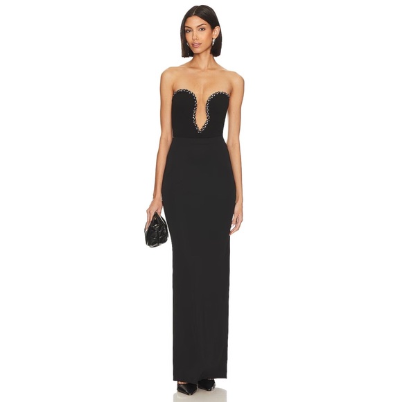 Nookie Adorn Crystal Beaded Cut Out Strapless Bodysuit in Black - Picture 10 of 14